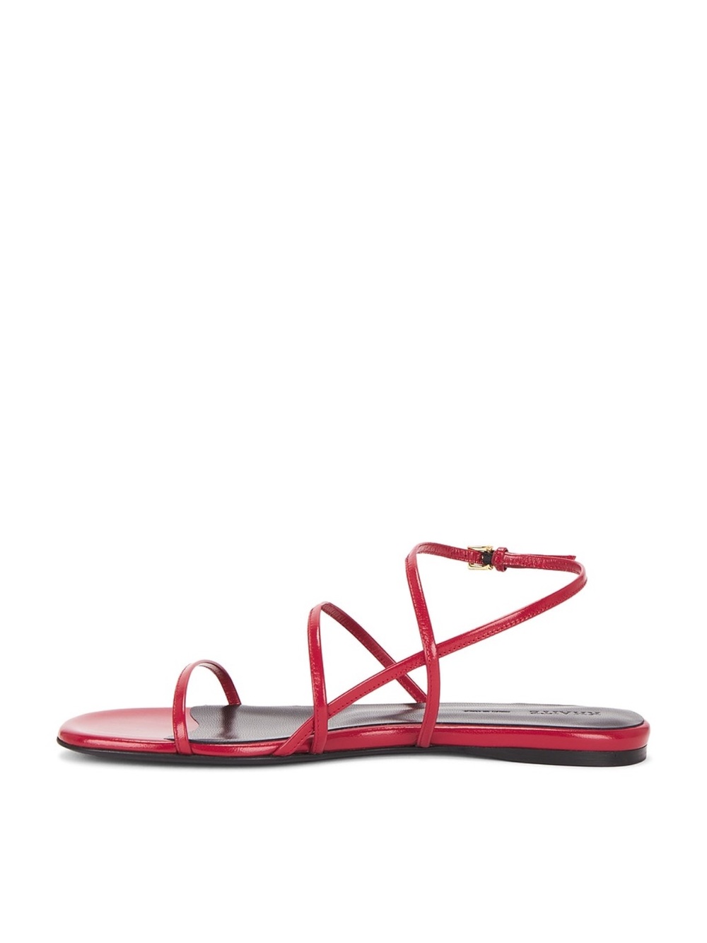 KHAITE Red Strappy Leather Flat Sandal - Picture 3 of 8